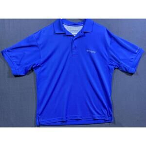 Columbia PFG Omni-Shade Mens SS Vented Waffle Knit Polo Shirt Royal Blue Fishing